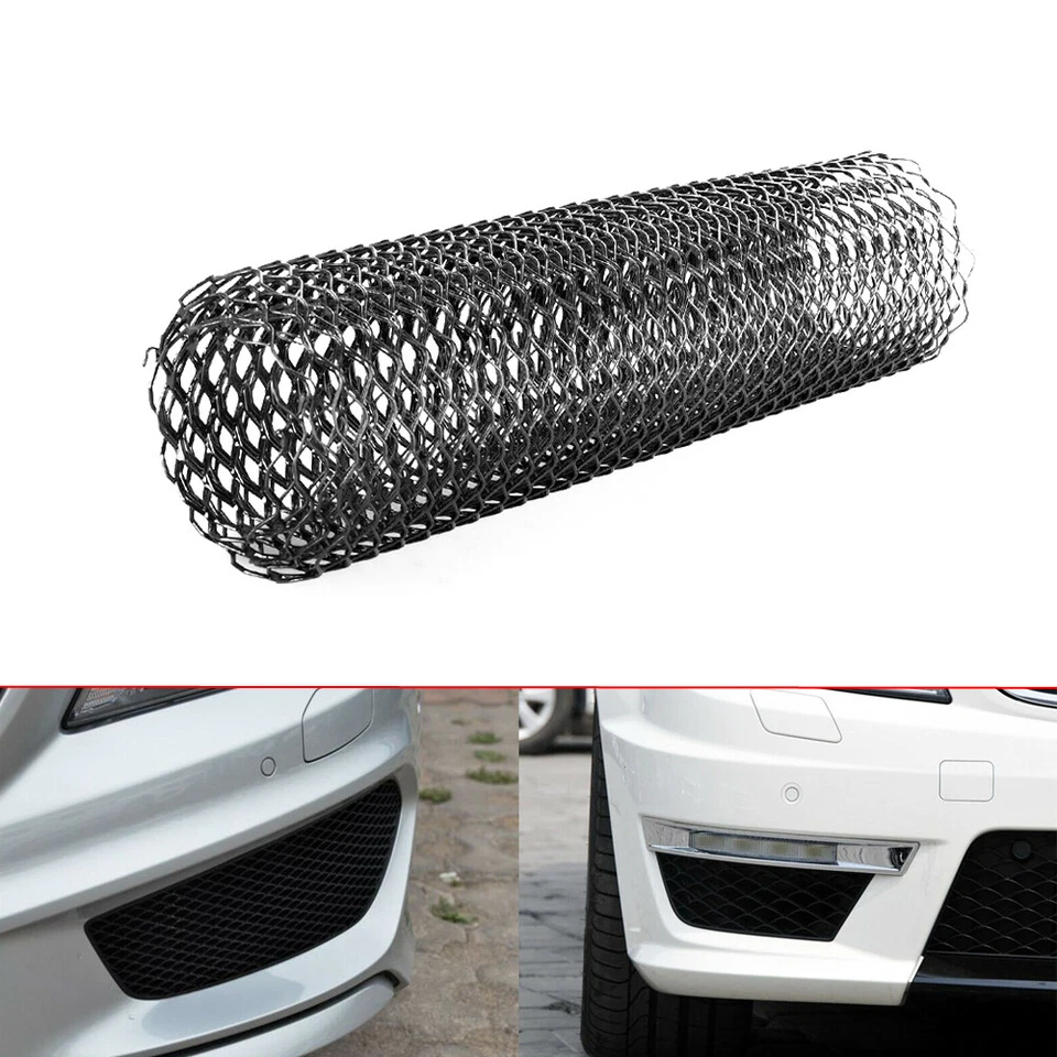 Black Aluminum Mesh Grill Cover Car Bumper Fender Hood Vent Grille Net 40" x 13" - Image 2 of 4