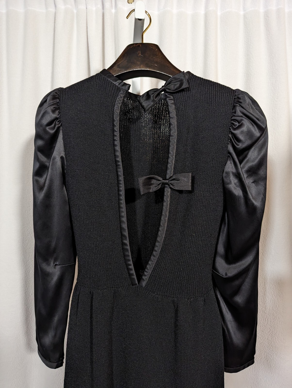 St John Knits for Saks Fifth Avenue Vintage 80s Black Satin Bodycon