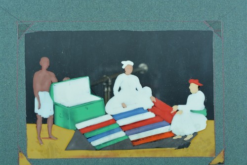 Rare tableau ancien India Company School Mica 19 thc Marchand d'étoffe N°2 - Photo 3/4