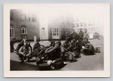 Large Group Of Soldiers With Their Gear WWII 1940s Found Photo Snapshot