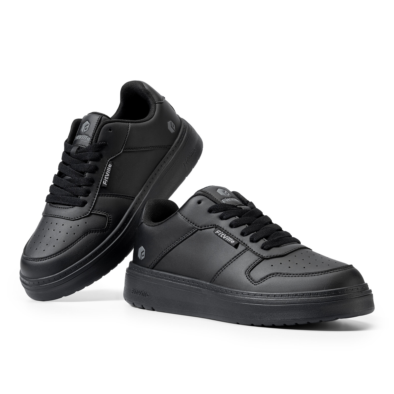 FitVille Mens Wide Fit Skate Shoes Comfy Trainers Casual Walking