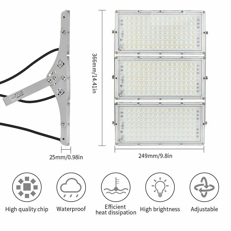 300W 200W 100W LED Luz de Inundación Módulo Exterior Foco Jardín Patio Lámpara Brillante Foto 3 de 4