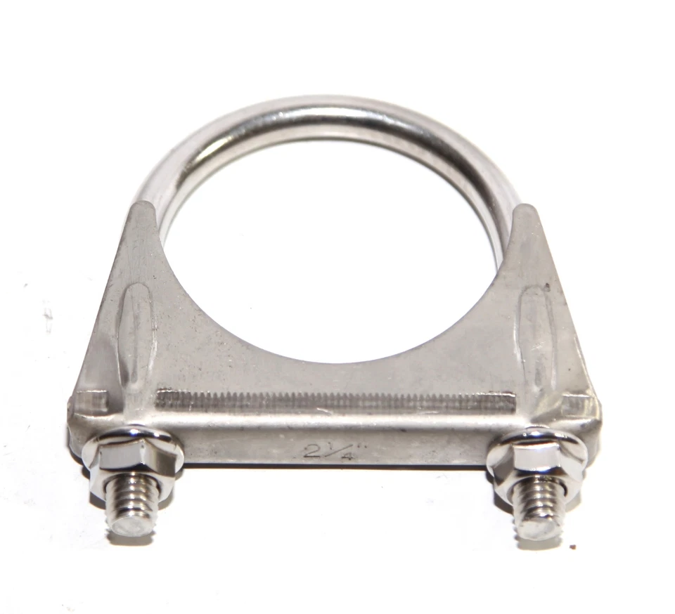 Abrazadera silenciador perno en U de acero inoxidable tubo de escape de 2,25" de 1 pieza Foto 2 de 4