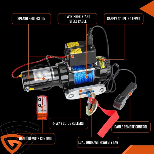 4500LBS Winch Electric Cable Winch Synthetic Rope For 4WD ATV UTV Off Road KY - Picture 4 of 15