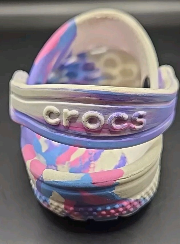 Classic Crocs Digital Pink Purple White Colored Marbled Tie Dye Clogs Kids C 6 image 6