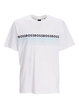 Image of HUGO BOSS Crew NeckT-Shirt in Cotton with Multicoloured Logos 50488785 White
