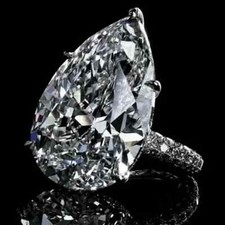 4Ct Pear Cut Lab Created Diamond Solitaire Engagement Ring 14K White Gold Plated