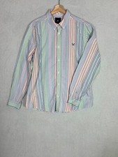 Crew Clothing, Men's Multicoloured Pastel Stripe Long Sleeve Shirt, Size L -Used