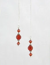 *IAJ* CARNELIAN w/SWAROVSKI CRYSTAL DROP DANGLE STERLING SILVER Threader Earring