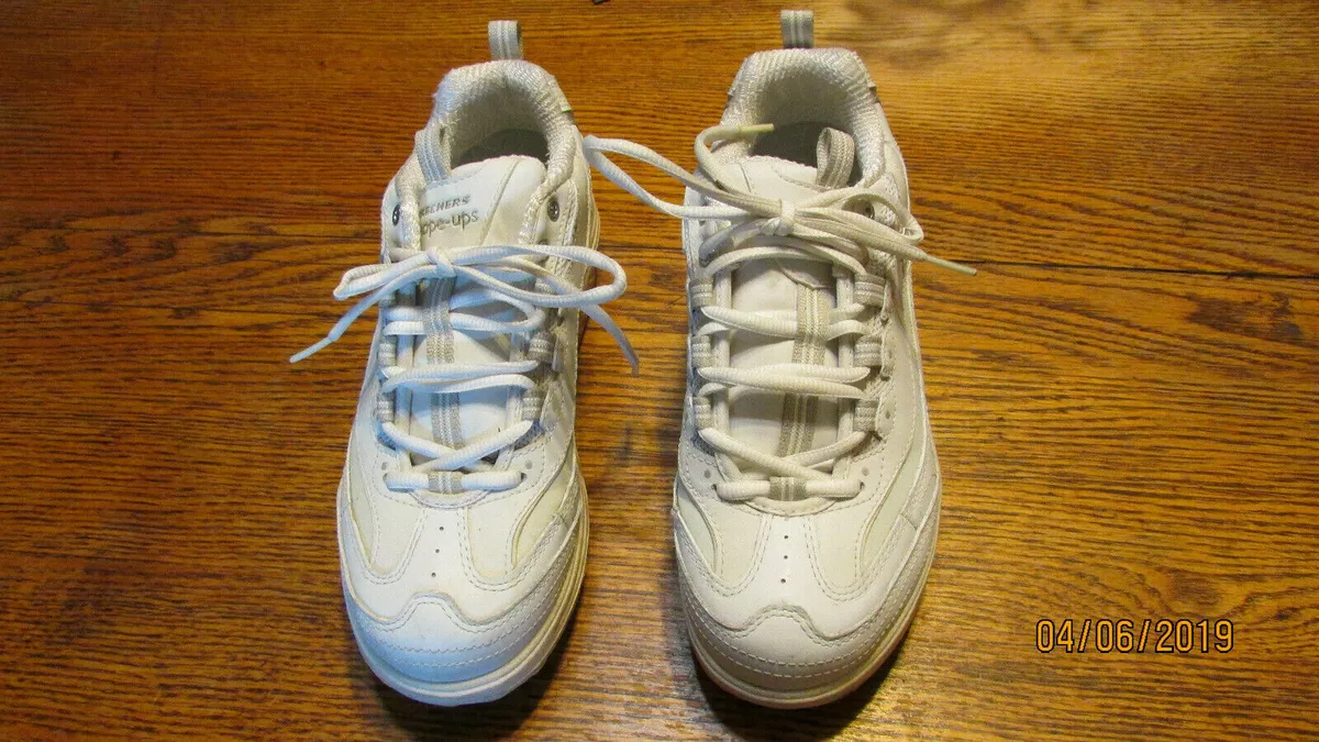 WOMENS WHITE SILVER ORIGINAL SKECHERS SHAPE UPS SZ 7 11800
