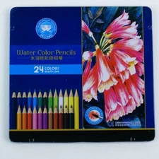 24 Watercolor Colored Pencils Set Soft Core Coloring Pencil