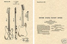 Fender PBASS Patent Art Print READY TO FRAME!!!! 1953 Clarence Precision Bass