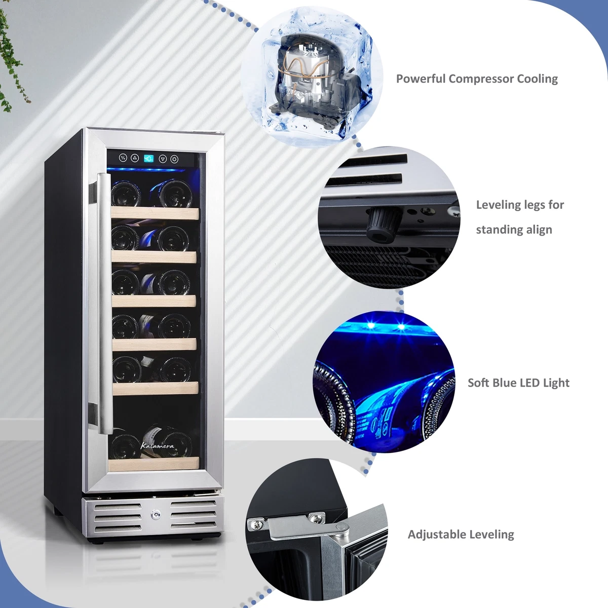 kalamera 12 wine refrigerator 18 bottle built in or freestanding