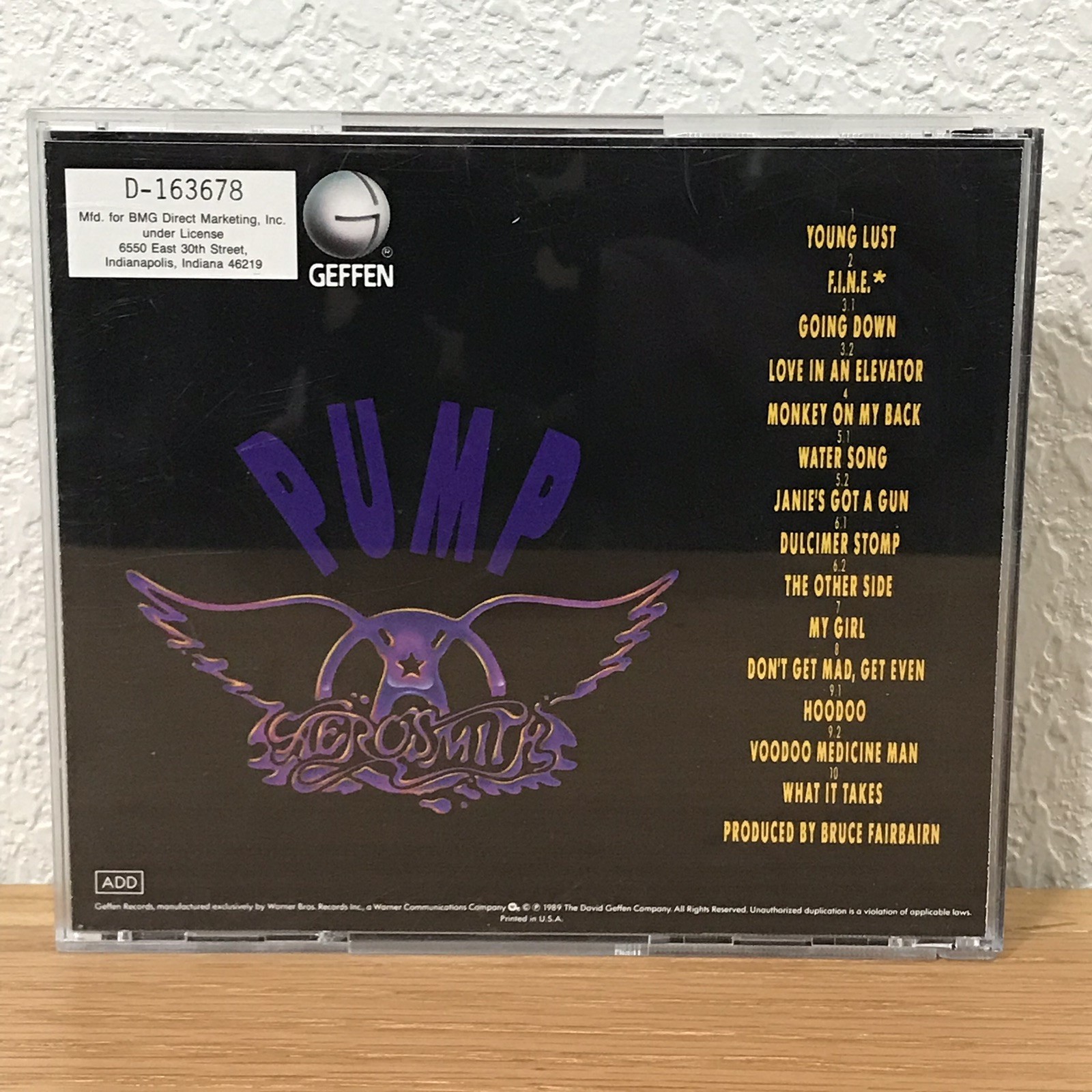 Pump by Aerosmith (CD, 1989, Geffen) Catalog 9 242542 (B2