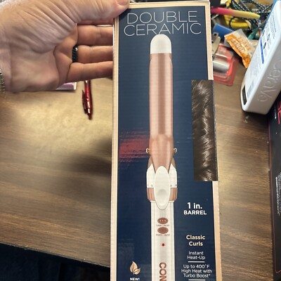 Contain Double Ceramic 1  Barrel Curling Iron