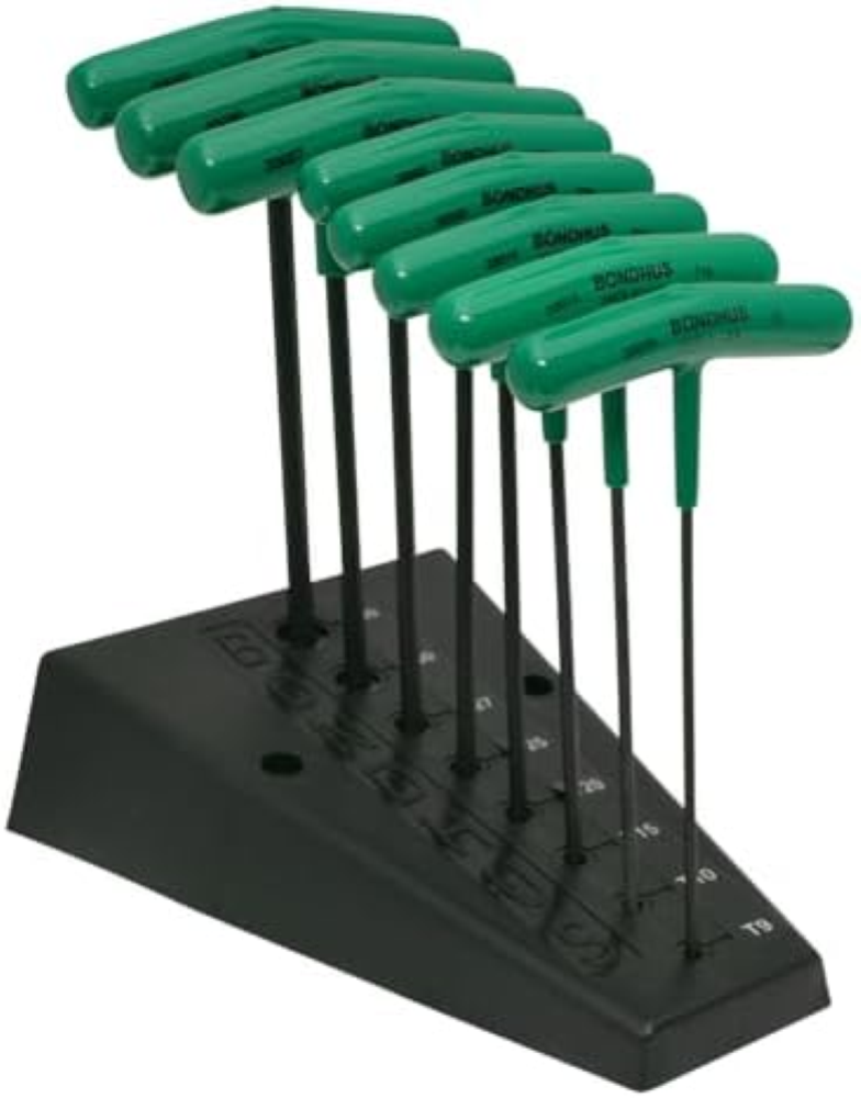 Bondhus 33034 set of 8 Star t-handles, Graduated lengths, Sizes t9-t40
