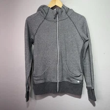 90 Degree by Reflex Gray Scuba Hoodie Women’s Size M Full Zip Thumbholes