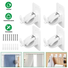 4/8 Pcs Nail Free Single Hang Curtain Rod Holder Bracket Hook Window Frame Decor