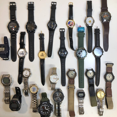 Approx 24 Assorted Mens Watches Untested Vintage New Parts Repair Good