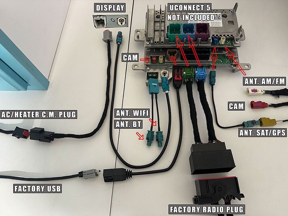 19-22 RAM UCONNECT 5 RADIO WITH 12" DISASSOCIATED DISPLAY UPGRADE WIRING HARNESS