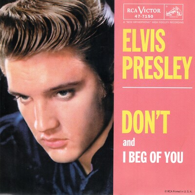 ELVIS PRESLEY:     DON'T / I BEG OF YOU .. RED VINYL  .. W/PIC  .. 45 RPM 1105