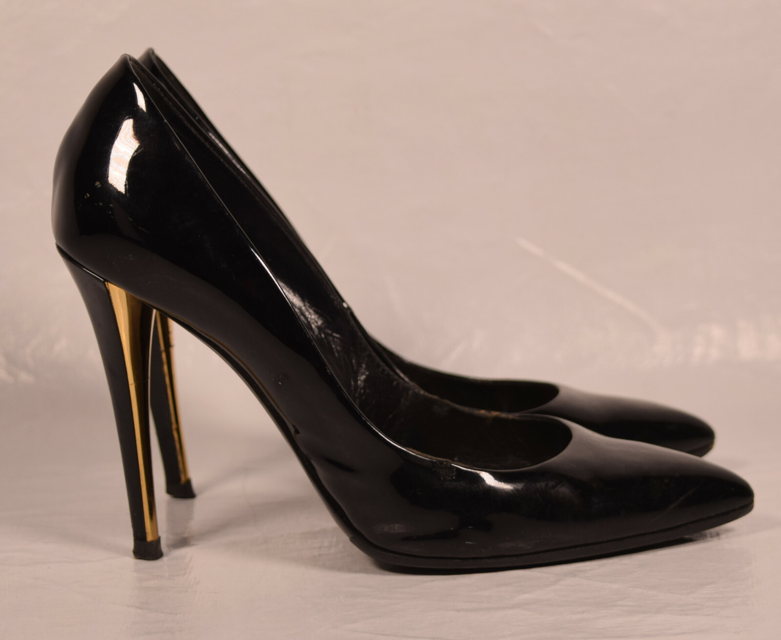 SAINT LAURENT Yves Saint Lauren YSL donna nera patinata pelle tacco alto 36 5