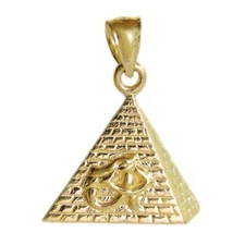 New 14k Gold Eye of Horus Egyptian Pyramid Pendant