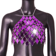 Shiny Sequined Crop Top Backless Crop Top