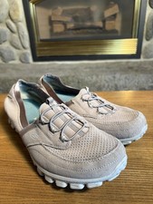 Skechers Womens EZ Flex 2 Walking Sneakers Slip On 22660 Taupe Suede Size 10