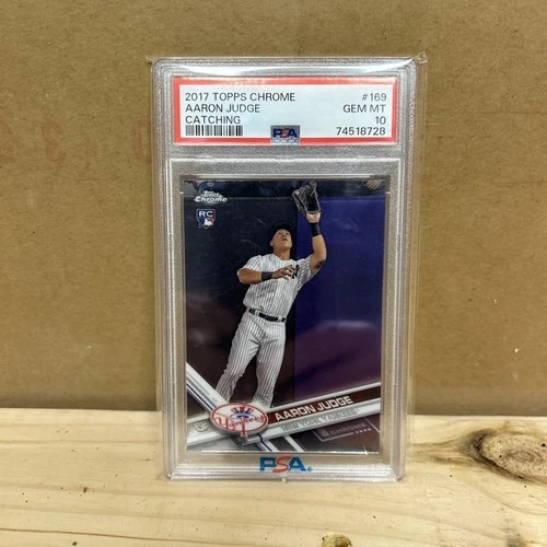 2017 Topps Chrome Aaron Judge RC PSA 10 Gem Mint #169 Rookie Catching Yankees