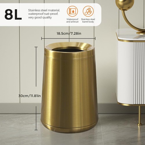 8L/2,1GAL Gebürstetes Gold Badezimmer Abfalleimer, Klein Gold Badezimmer Abfalleimer, Oe... - Bild 6 von 8