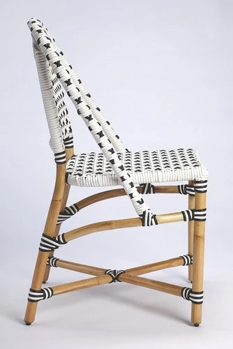 Coastal Rattan Side Chair | Butler Specialty-Black and White - Picture 5 of 9
