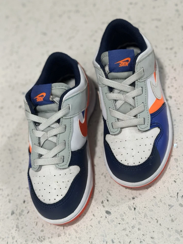 Nike Dunk Low SE "Upside Down" infantil 10C laranja azul branco - Imagem 4 de 4