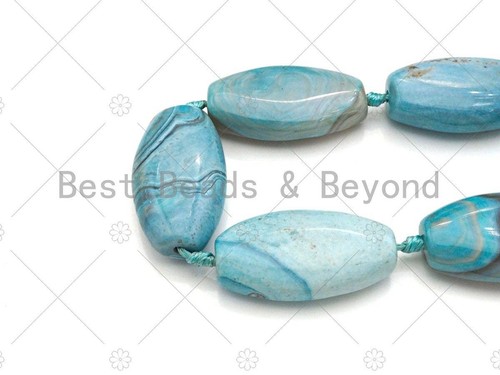 Natural Turquoise Blue Agate Oval Spacer Beads, Sku#U1021 - Picture 3 of 5