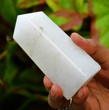 Amazing 100MM White Petalite Quartz Crystal Healing Power Metaphysical Tower