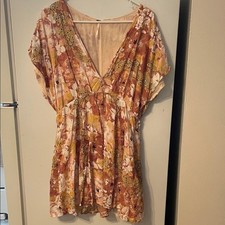 Free People Medium Floral V-Neck Dress in Earthy Tones