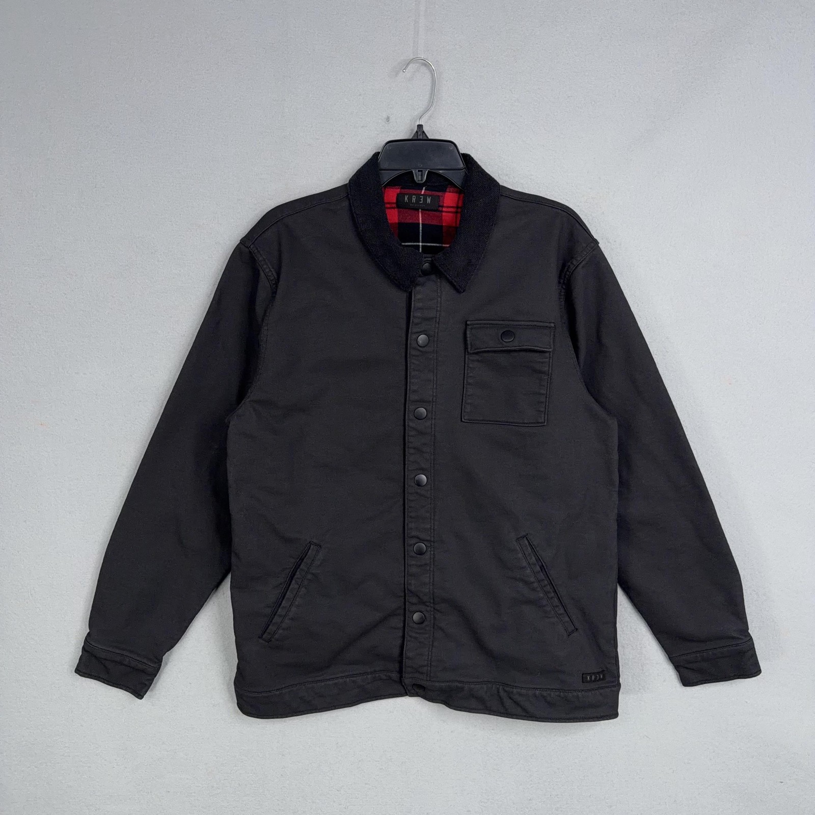 KR3W Jacket Mens XL Black Grey Chore Barn Bomber Coat Snap Front Utility Work
