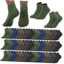 100 Pairs Men's Non Slip Socks Bulk Pack Anti-Skid Hospital Socks with Grips