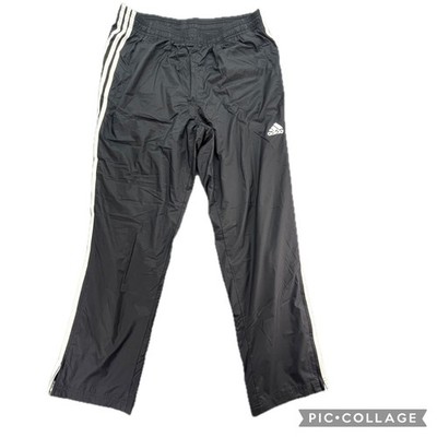 Adidas Men's Black White 3 Stripe Track Pants Climalite Athletic Workout XL