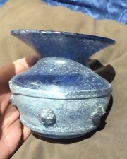 vase verre bleu et irisé Scavo Seguso Murano style gallo-romain Antique 