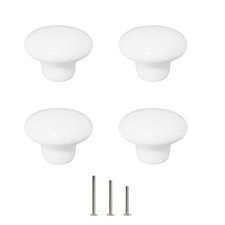 4X White Door Knob Cabinet Retro Round Ceramic Drawer Cupboard Kitchen 4pack