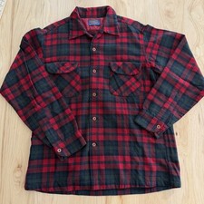Vintage 70s Pendleton Board Shirt Mens M Virgin Wool Plaid Loop Collar Near Mint