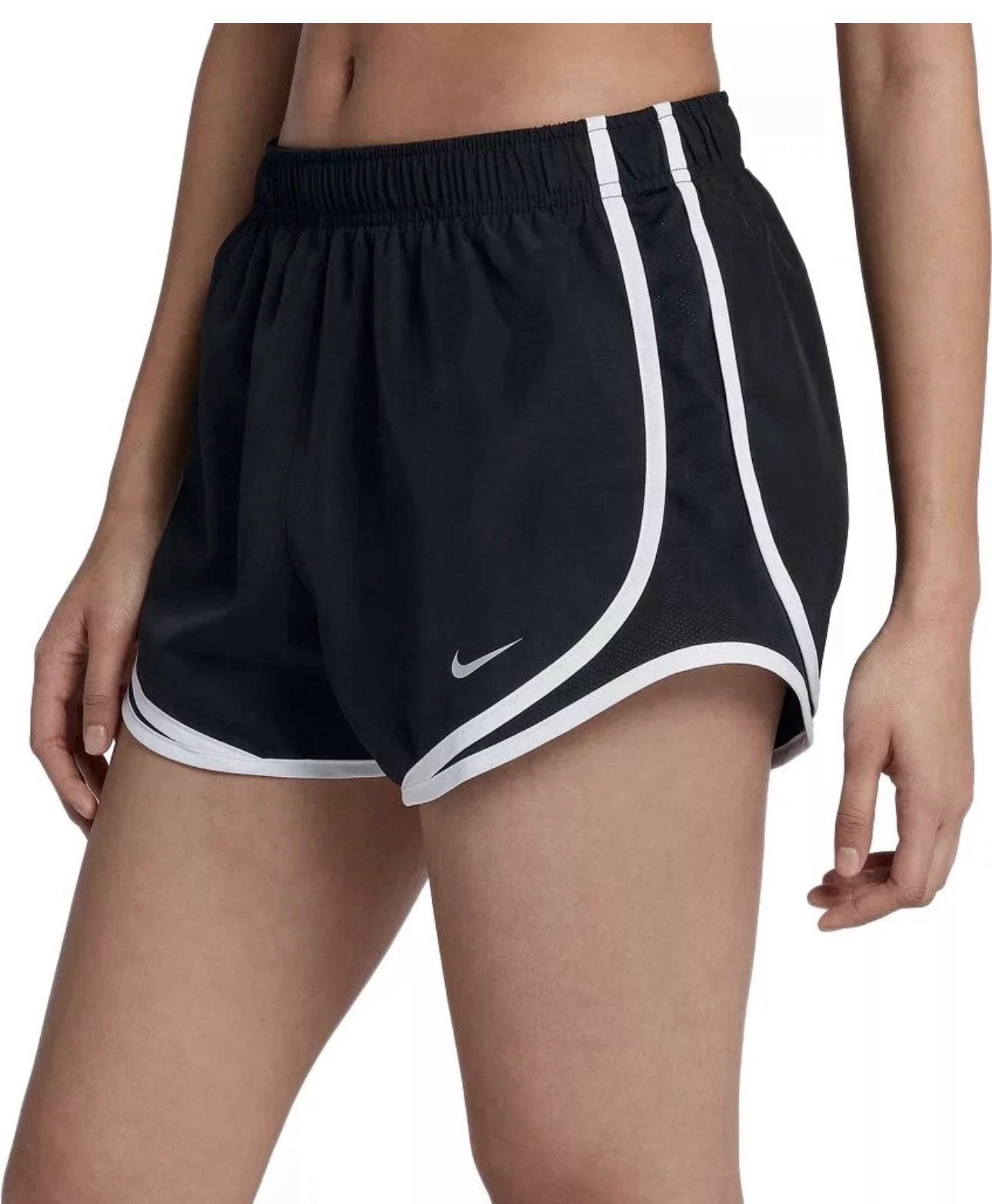 Nike Women's Tempo Dri-FIT Mid Rise Running Shorts - Black/White Lined Size XL