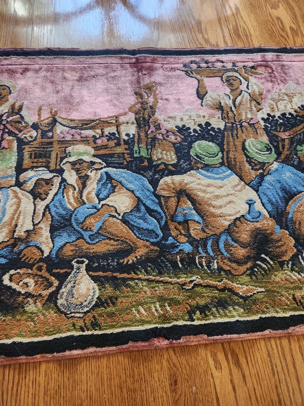 Vintage Middle Eastern Style Rug or Wall Hanging w/ Fringe; Tribal Setting.