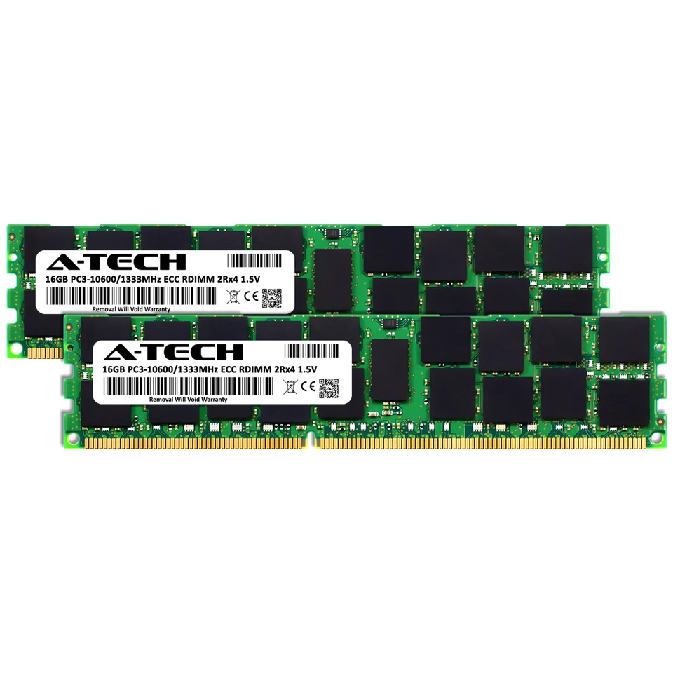 A-Tech 32GB 2x 16GB 2Rx4 PC3-10600R DDR3 1333MHz ECC RDIMM REG Server Memory RAM - Image 2 of 4