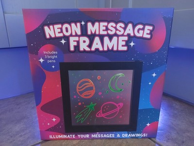 LED Neon Effekt Bilderrahmen mit 3 Schreibstiften beleuchtet Message Board