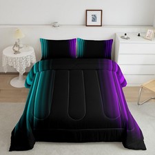 Teens Abstract Ombre Decorations Bedding Set for Kids Women Teal Purple and B...