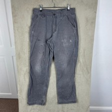 Men's Carhartt Rugged Relaxed Fit Distressed Canvas Trousers Size W30 L30 Blue