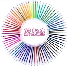 Gel Ink Pen Refills, Soucolor 60 Pack Rollerball Gel Ink Pen Refills Bulk Set, 0