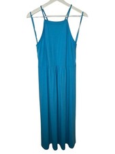 Loft Lou & Grey Blue Maxi Dress Womens L Sleeveless Strappy Sundress Flowy Summe